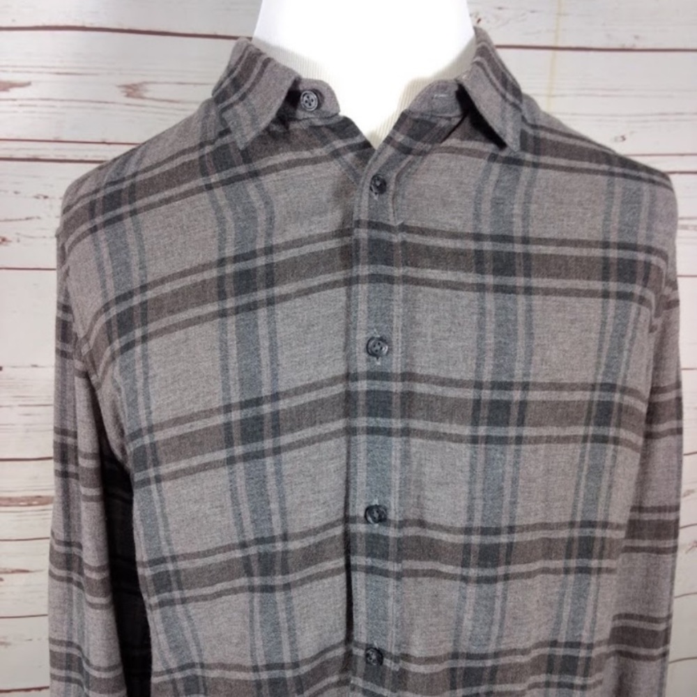 Vince Mens Button Down Wool/Viscose Gray Shirt L